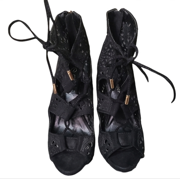 Forever Suede Lace Up Heels - Picture 2 of 4